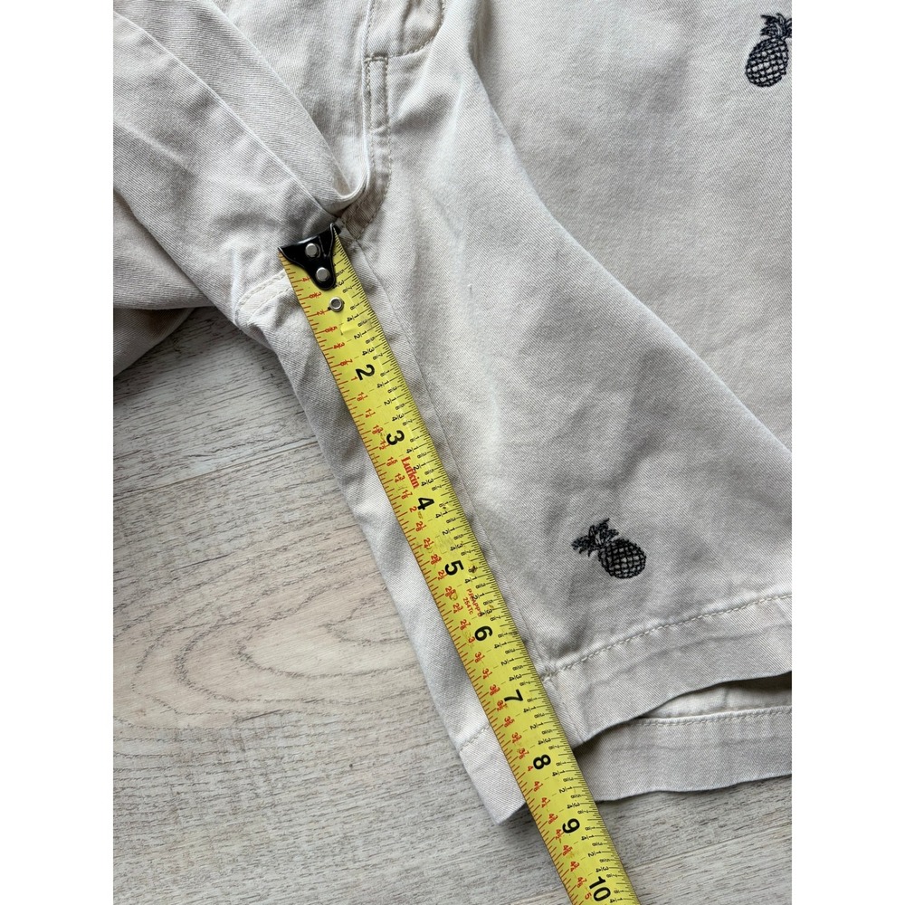 Chaps‎ Chino Shorts Tan Khaki Pineapple Embroidered Cotton Mens Size 32 - Picture 6 of 8